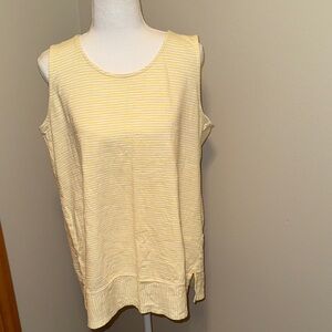 Land’s End Women’s Yellow / White Tunic Tank Top - Large